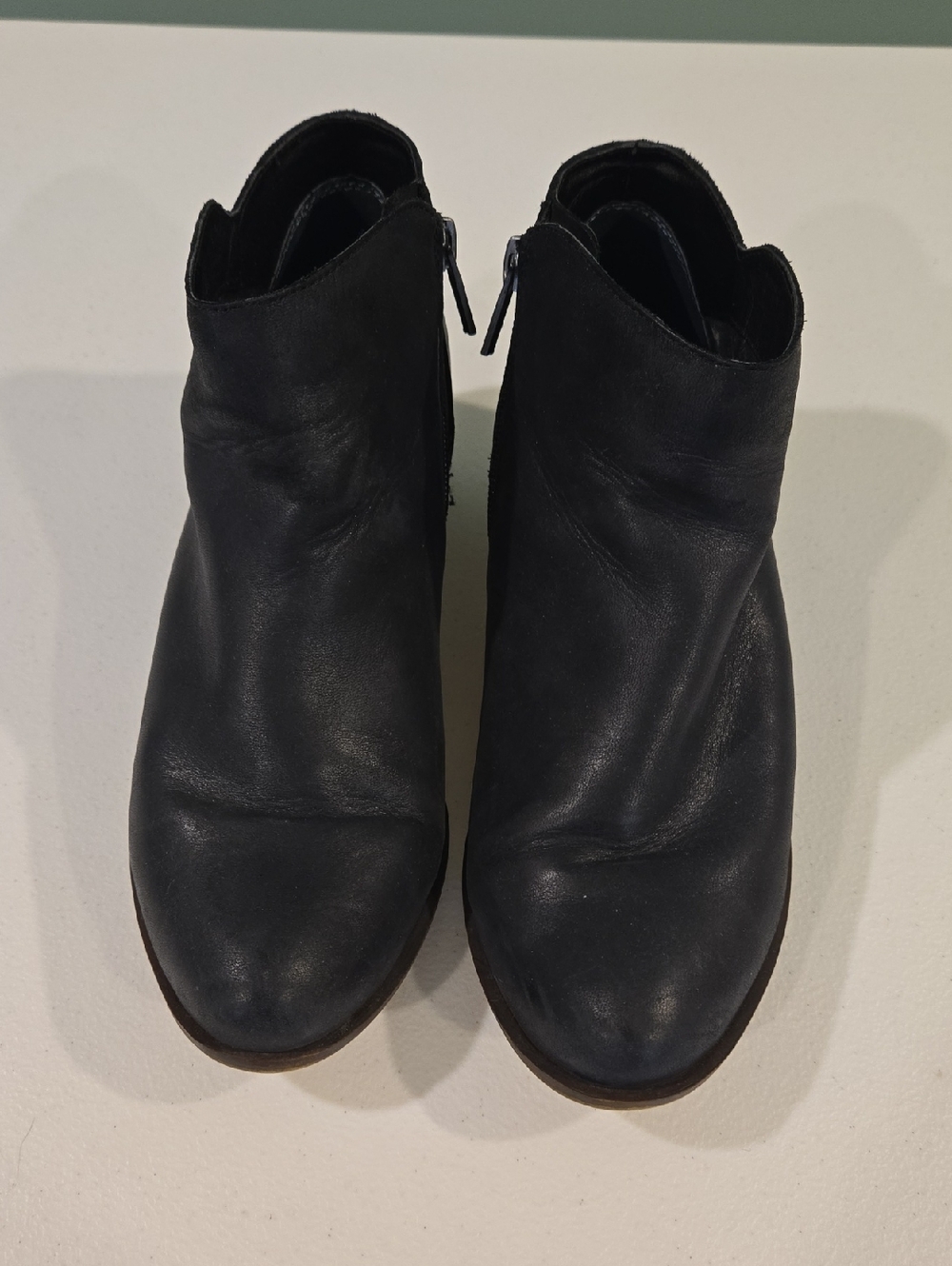 Lucky Brand Black Leather Ankle Booties with Side Zip Detail